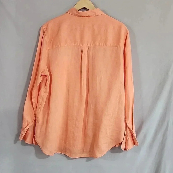Women's H&M Linen Button Down Shirt, Orange, Size Large, Pre-Owned - Picture 4 of 9